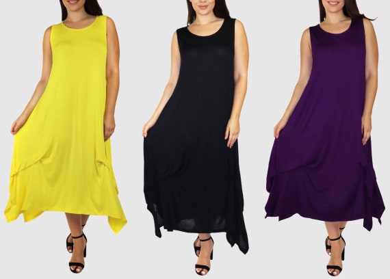 Women's Sleeveless Loose Fitting Maxi Summer Dress in Regular and Plus Sizes