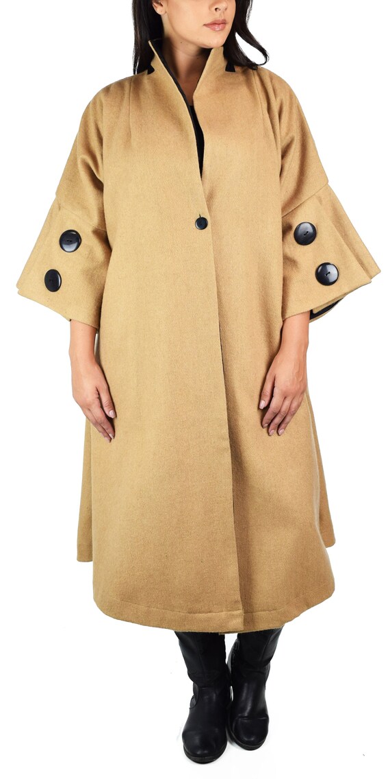 Plus size wool swing coat sales