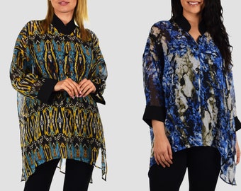 Dam Plus Size Oversized Löst Sittande Baggy Button Down Tunika Blus Skjorttopp, För Vardagsliv, Jobbe, Resor, Passar XL-5X