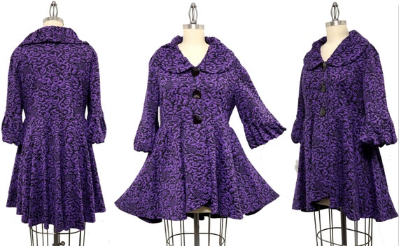 Jacquard women jacket, High fashion jacket, Women Jacket, Purple Jacket, Women artsy jacket, Plus size women jacket, size Small, M and L