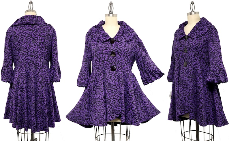 Jacquardkavaj för kvinnor, High fashion-kavaj, Damkavaj, Lila kavaj, Konstnärlig damkavaj, Damkavaj i plusstorlek, storlek Small, M och L bild 1