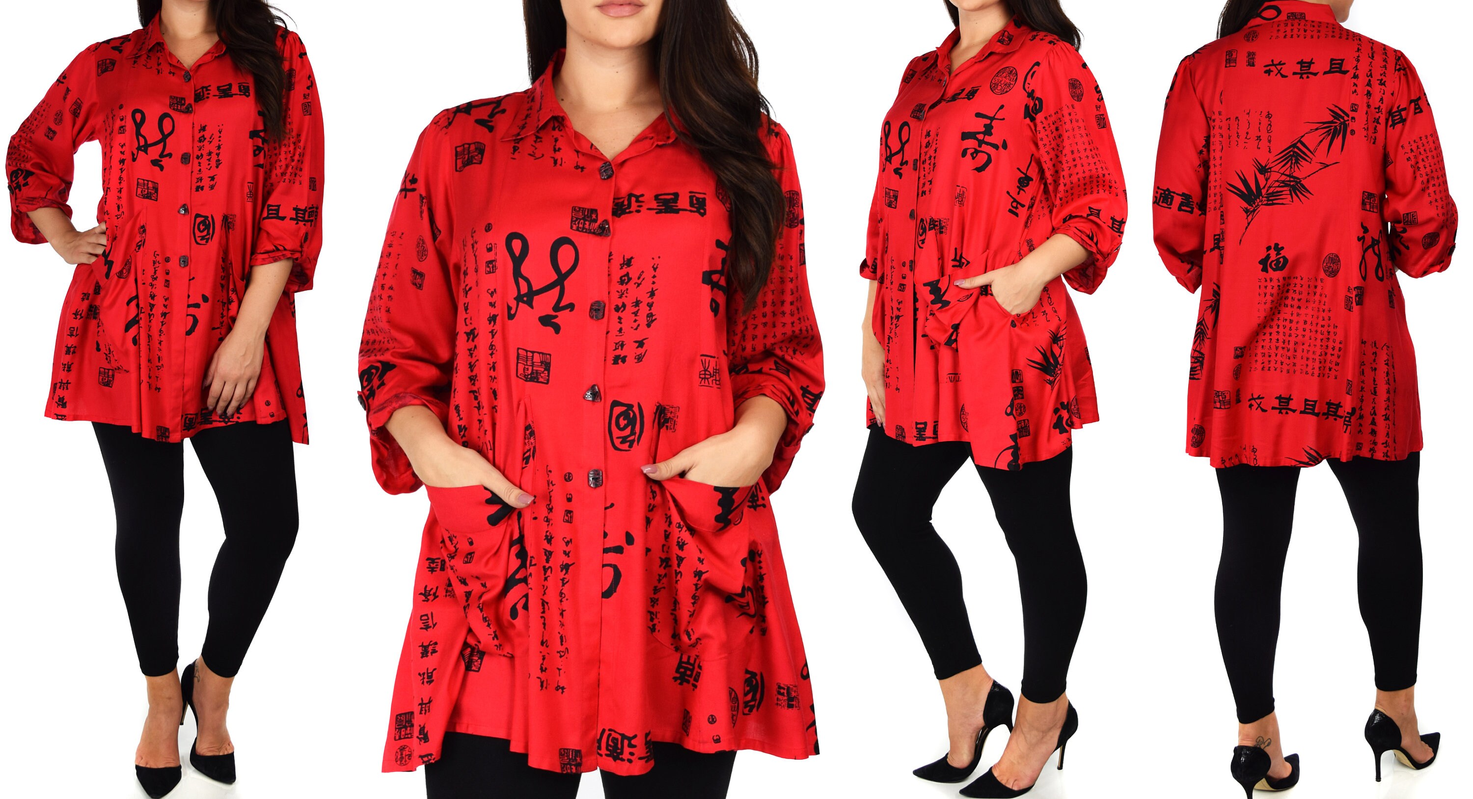 Women Plus Size Button Down Tunic Blouse Shirt With Roll up Etsy