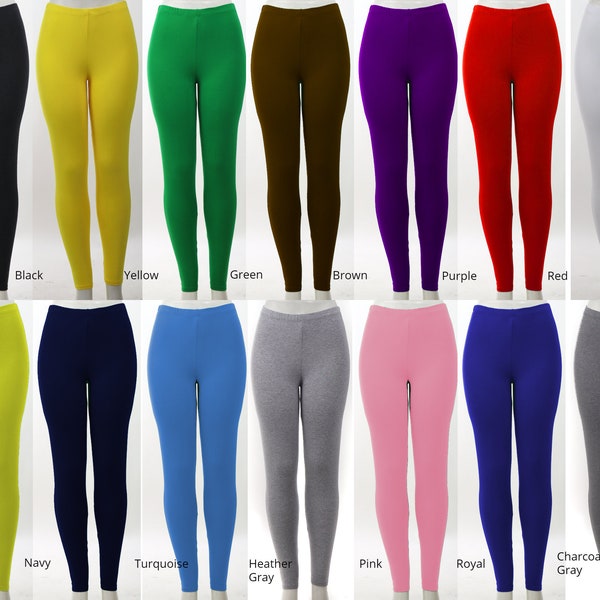 Leggings opaques sur toute la longueur, collants maxi, pantalons de yoga, leggings tout usage, fabriqués aux États-Unis, tailles régulières et grandes