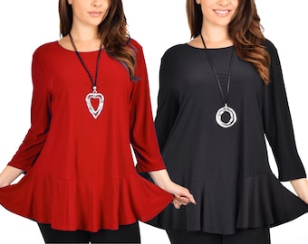 Women Flared Hem Babydoll Summer Swing Tunic Blouse Top, Regular and Plus Sizes, Handmade in USA