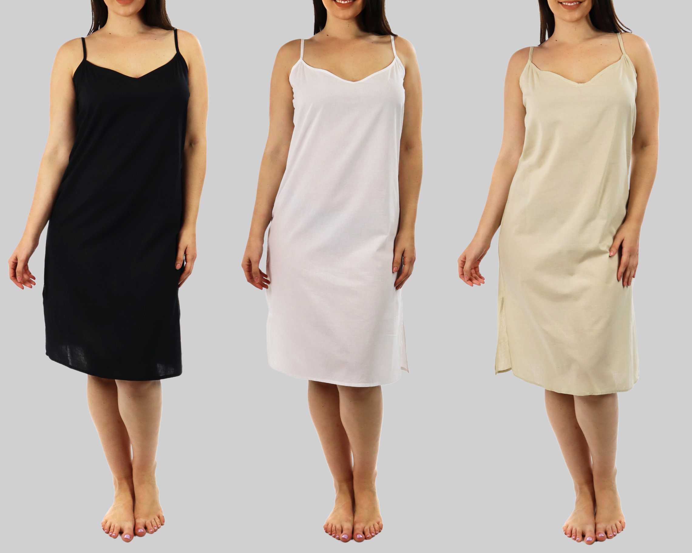  Pafnny Cotton Slip Dress Full Slip with Built in Bra