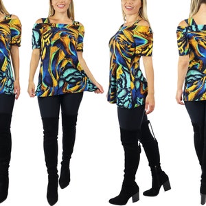 Cold Shoulder Tunic, Women Asymmetrical tunic, Plus size tunic