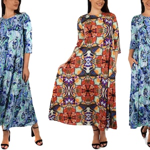 Made in USA, Swing Dress, Women&#39;s  Maxi Dress, Drapes and Flares Beautifully, Women Summer dress,Regular and Plus Sizes