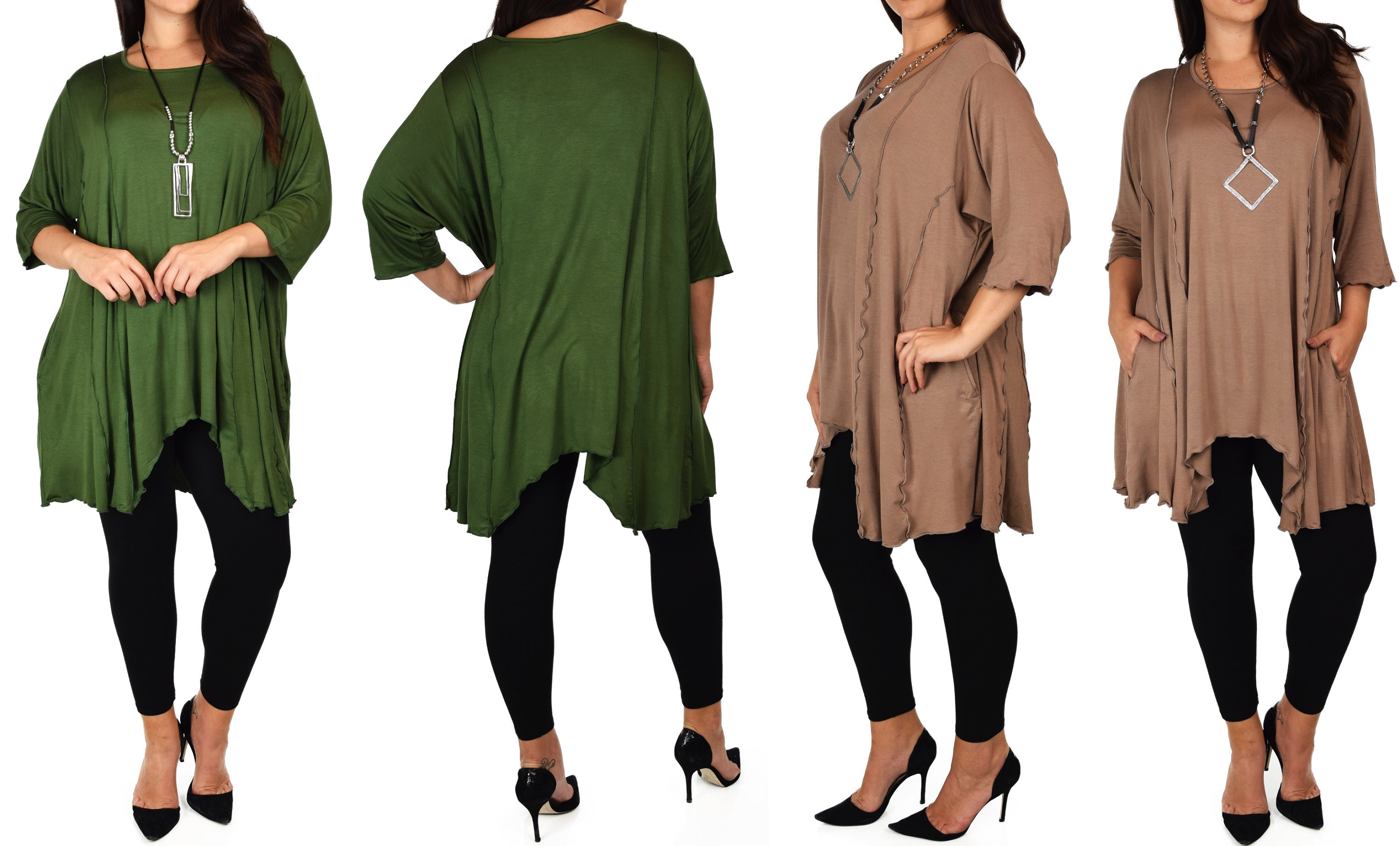 Plus Size Asymmetrical Fishtail Blouse Tunic Top With Side - Etsy UK