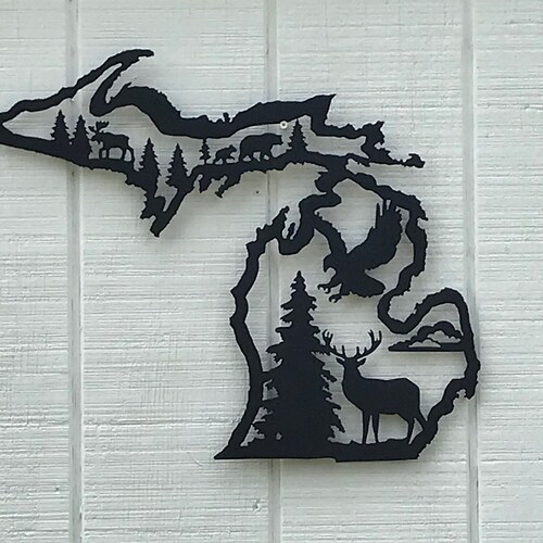 Michigan Wildlife Metal CNC Plasma Cut Sign Etsy
