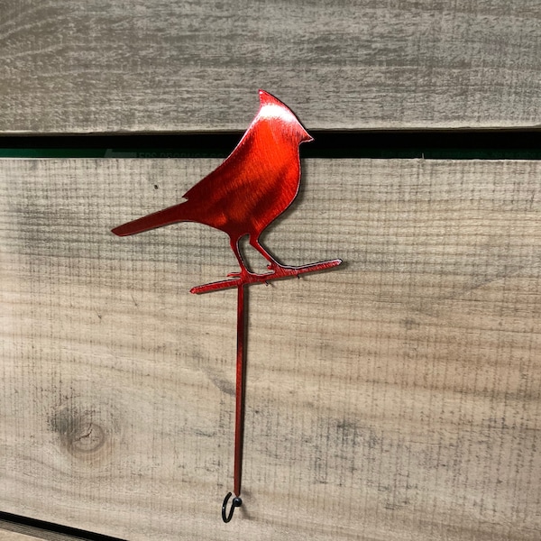 Cardinal, Metal Fairy Garden Stake, CNC Plasma Cut, Garden Decor, Bird, Grief, Sympathy Gift, Red Bird, Yard Art, Indoor, Outdoor, Barrlily