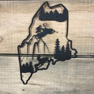 Maine Sledding Metal Wall Art: CNC Plasma Cut Silhouette