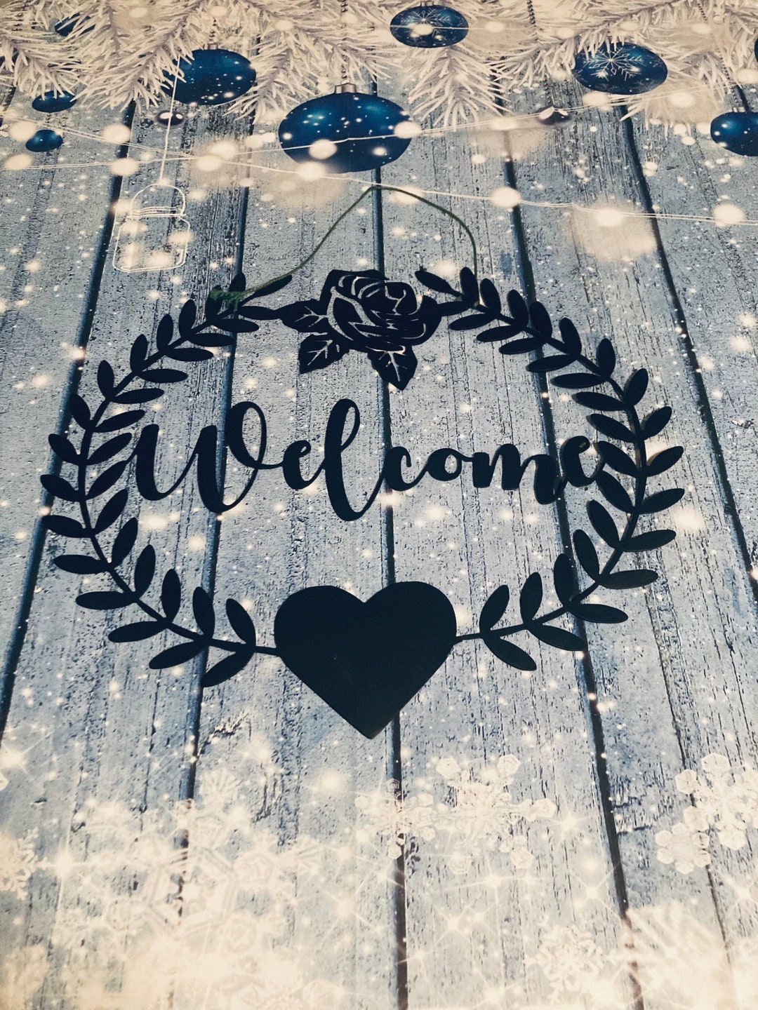 Welcome Sign, Rose, Heart, Metal CNC Sign, Housewarming Gift, Entryway ...