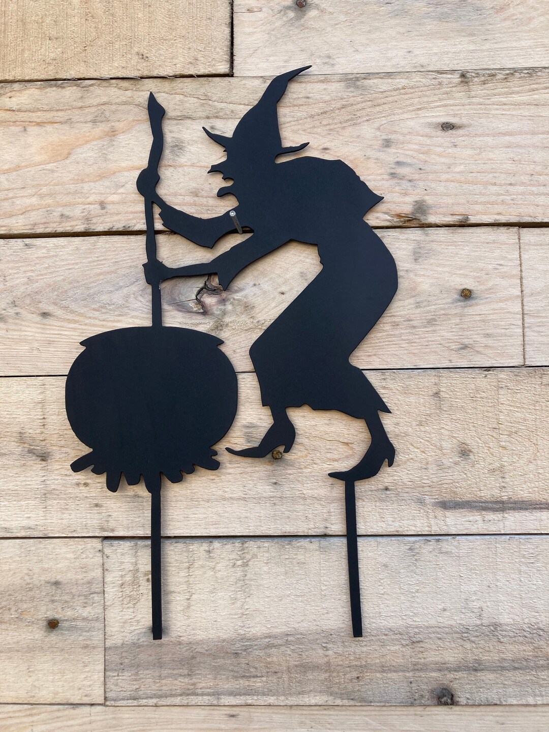 Vintage Metal Witch Stirring Cauldron Yard Stake - Halloween Decor - Etsy