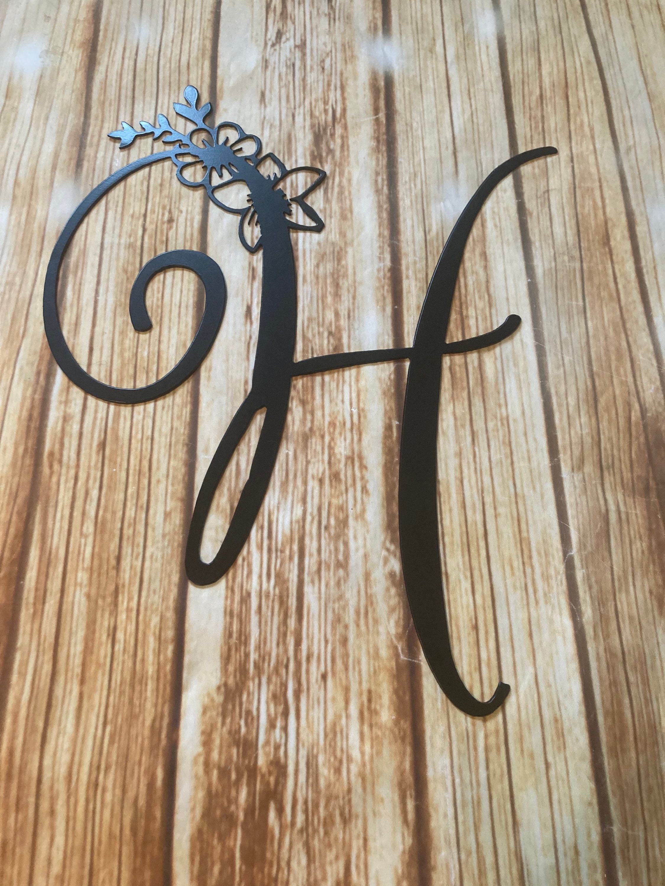 Floral Decorative Metal Monogram Letters Wall Art Door Etsy