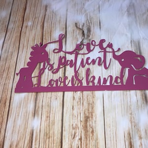 Love is patient love is kind, Metal Wall Hanging, Nursery Decor, Love, Kids Room, Personalized Gift, Baby Shower Gift, Baptism, Made in USA