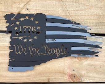 We the People Flag-Metal CNC Plasma Cut, Metal Wall Decor