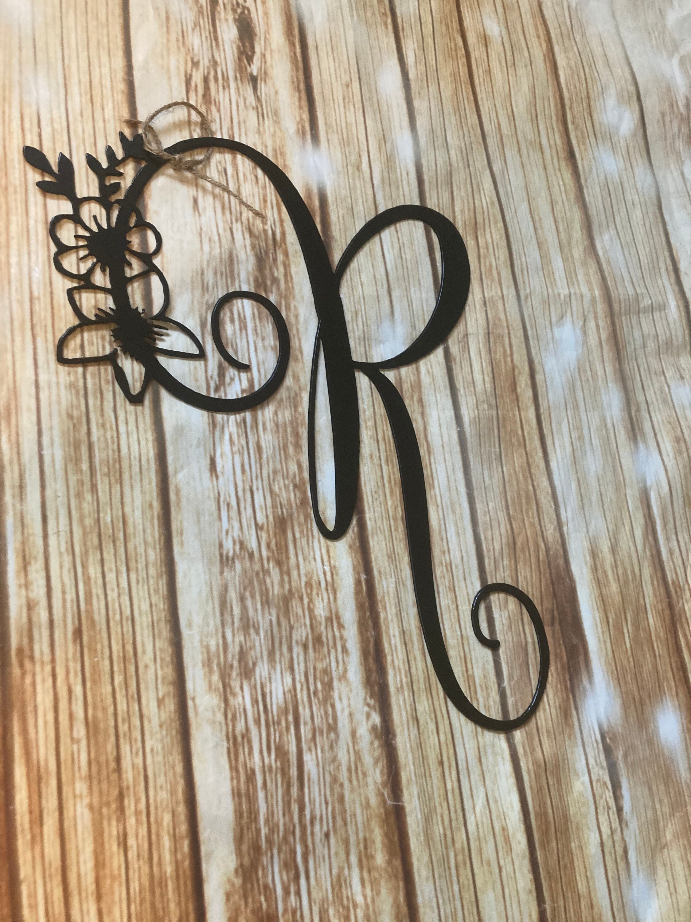 Floral Decorative Metal Monogram Letters Wall Art Door Etsy