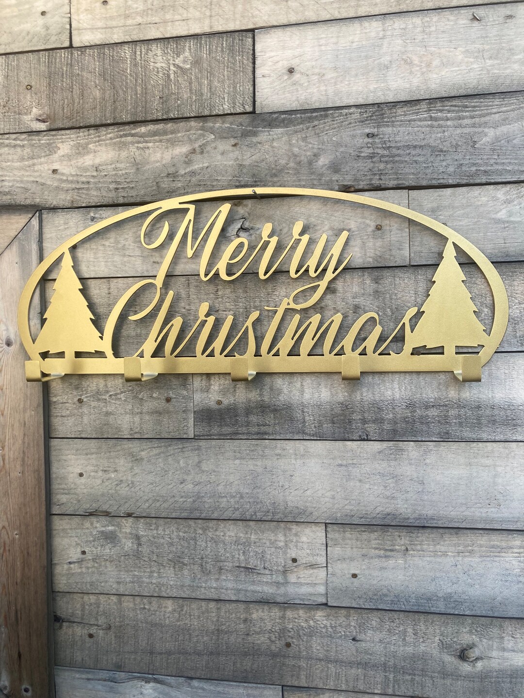 Merry Christmas Stocking Holder, Christmas Decor, Stocking Hanger, Wall