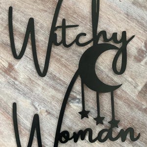 Witchy Woman Wall Hanging, Witch Sign, Halloween Door Decor, Wall hanging, Door Decor, Moon, Stars, Witch, CNC Metal Sign, Made in Michigan