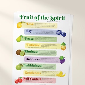 Guía de actividades imprimible del fruto del espíritu para el discipulado familiar