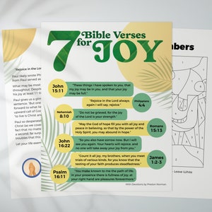 7 Bible Verses for Joy | Printable Devotional and Activity Guide | Family, Kids, and Homeschool Bible Study | Scripture Memory Guide