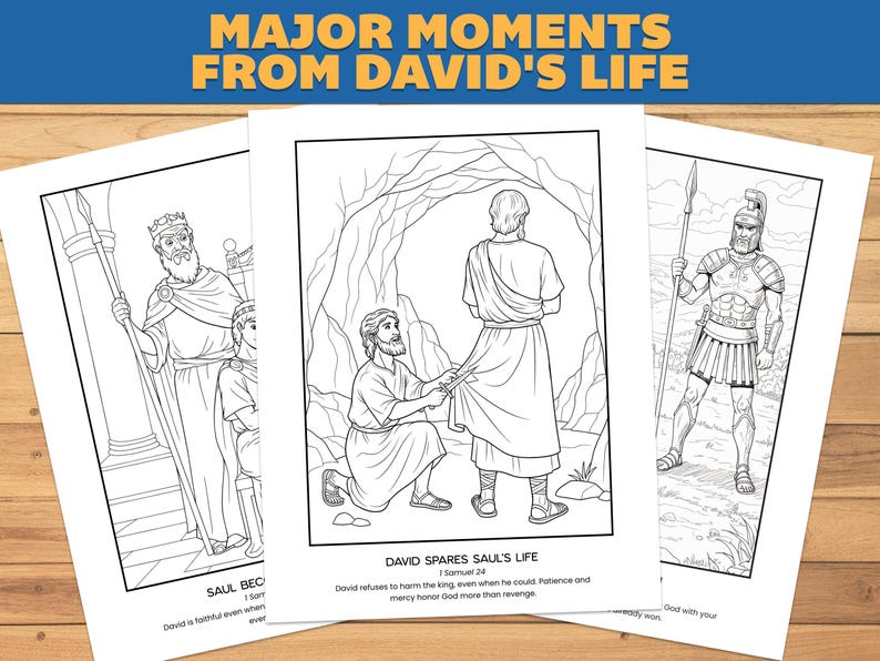 Life of David Coloring Pages | Bible Story Activity (printable) - Etsy