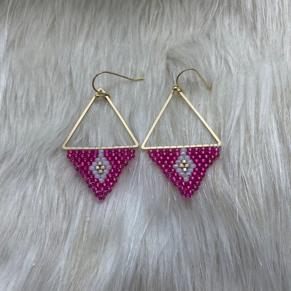 Native Hot Pink Valentines Earrings