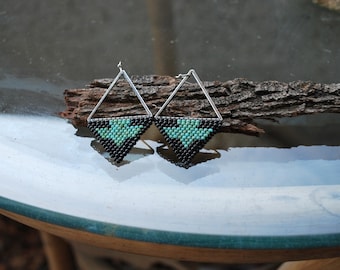 Turquoise Thunderbird Earrings | Native Ojibwe Beadwork