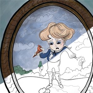 Ein blauer langweiliger Junge... Instant Download, Coloring Page