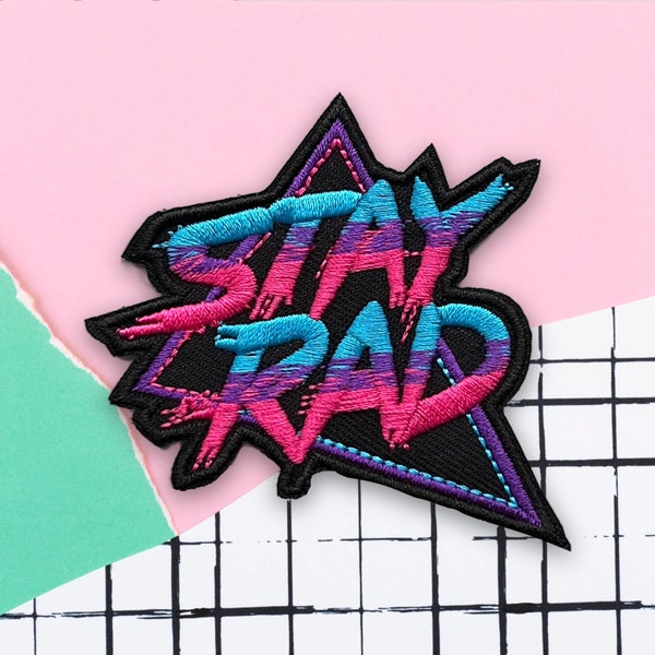 Stay Rad Retro Patch | Neon Grand Theft Auto | 1980's Retro Iron-on Patch | 1990's Old School