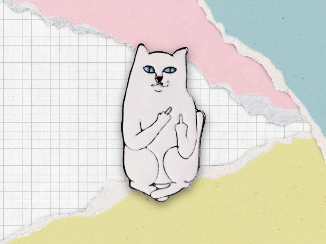 Funny Cat Brooch Pin - Middle Finger Gesture Lapel Pin, Humor Enamel Badge For Jackets & Bags - View #3