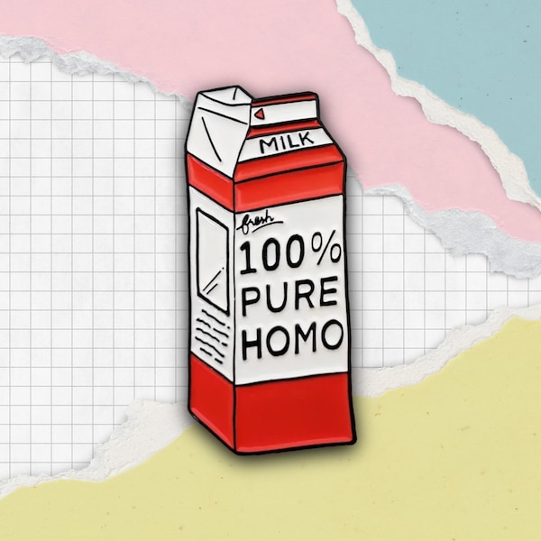 Épingle en émail homosexuel 100 % pur | de lait homosexuel LGBTQ | Cadeaux gais et lesbiennes intelligents et amusants | 3 %