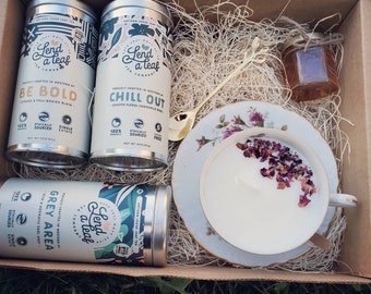 Tea Lover Giftset – Organic Loose Leaf Tea, Local Honey, Handmade Candle
