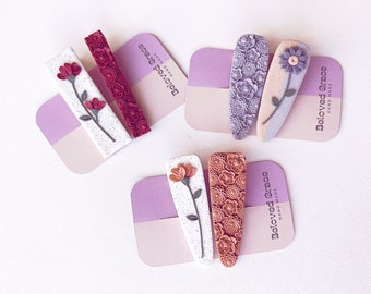 Clay barrettes, flower clay barrettes, girl accessories, clay hair cips