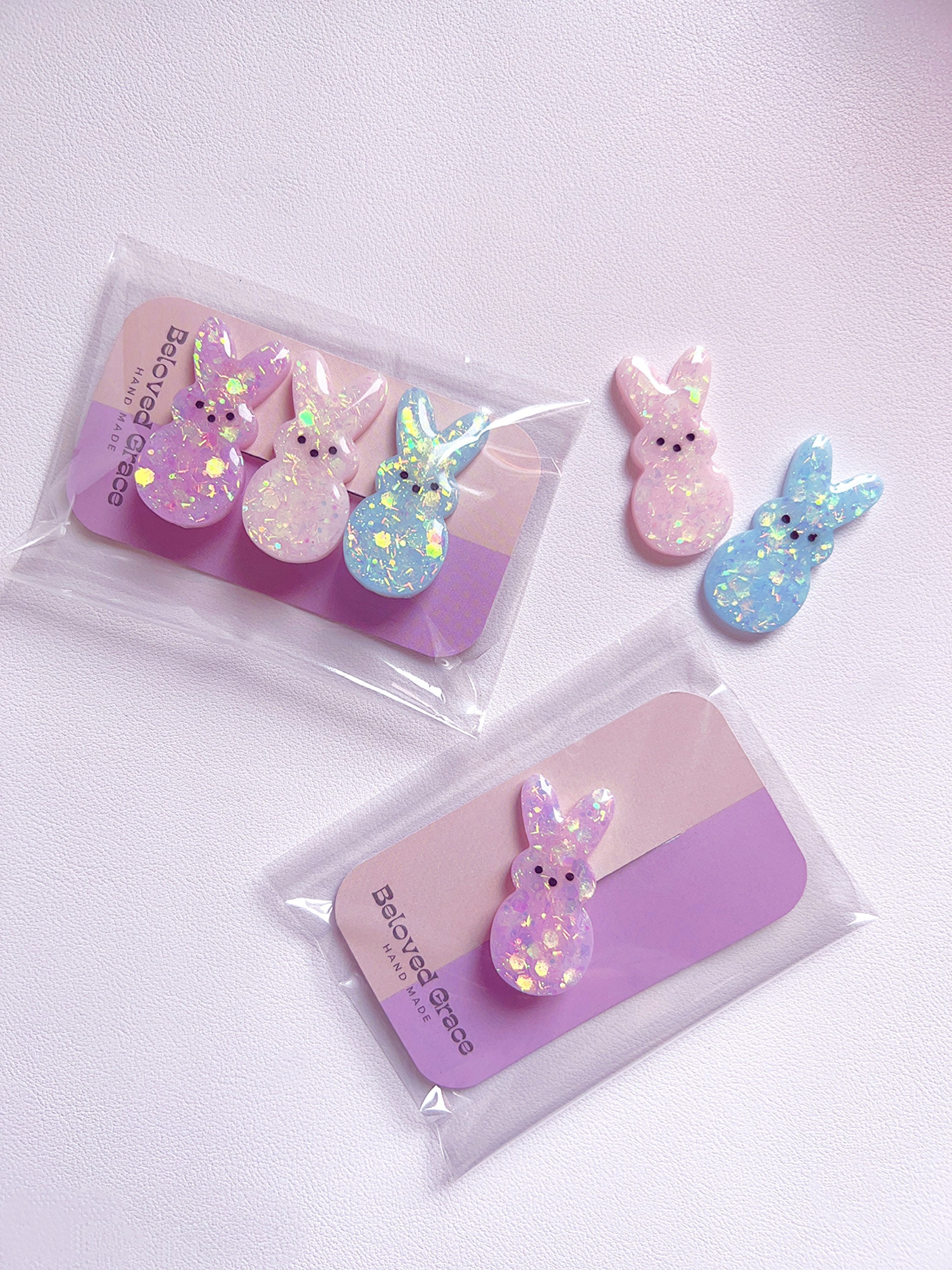 Easter bunny hair clips, resin hair clip, peeps, girl hair clip, peep hair clips, peep, glitter peep
