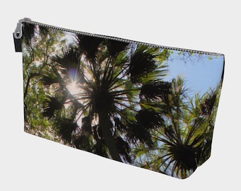 Neceser de maquillaje con palmeras de Hawái, neceser de viaje de Honolulu, bolsa de aseo tropical, regalo hawaiano