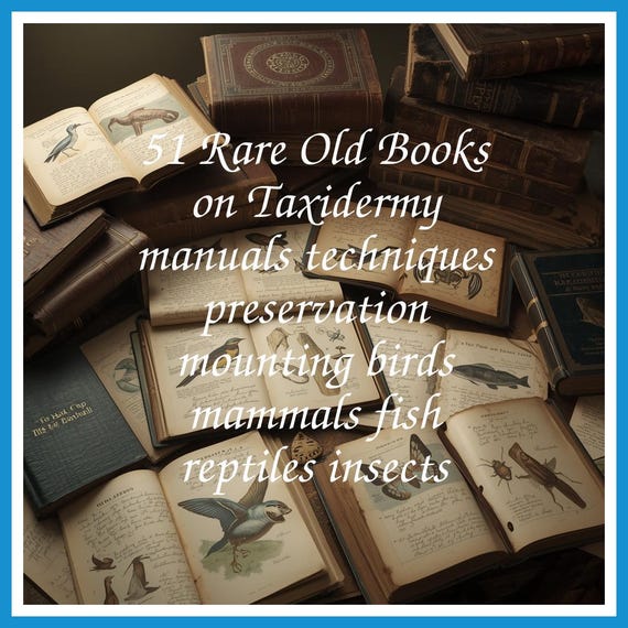 51 Rare Old Books on Taxidermy manuals techniques preservation mounting birds mammals fish reptiles insects - Instant PDF Download