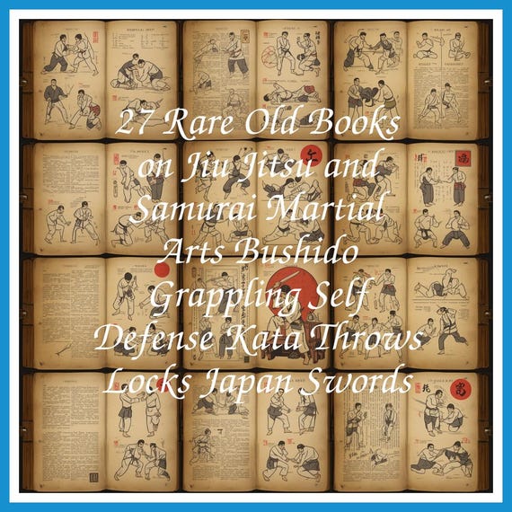 27 Rare Old Books on Jiu Jitsu and Samurai Martial Arts Bushido Grappling Self Defense Kata Throws Locks Japan Swords - Instant PDF Download