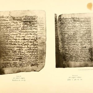 May include: Two pages of a historical manuscript written in black ink on aged paper. The text is in a cursive script and includes the words "Matthew xv. 12-27" and "John v. 46-."