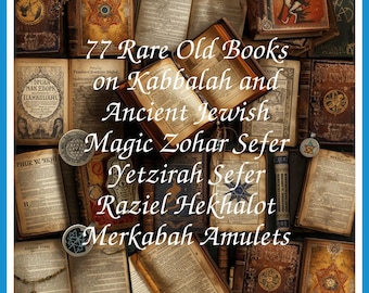 77 sällsynta gamla böcker om kabbala och forntida judisk magi Zohar Sefer Yetzirah Sefer Raziel Hekhalot Merkabah-samling | Storlek 977,5 MB