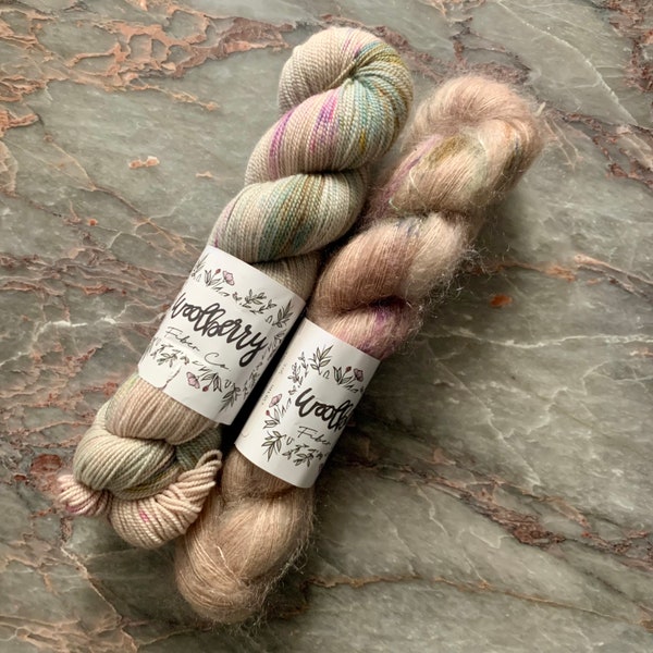 Woolberry Fiber Co Berry Mohair & Berry Natural Duo