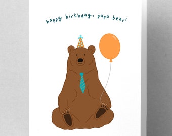 Birthday Card for Him Happy Birthday Card Dad Papa Bear Card Blank Birthday Card Animal Card for Father