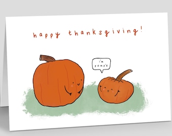 I'm Pump'd! Happy Thanksgiving Greeting Card with Pumpkin Illustration Blank Greeting Card for Thanksgiving Card for Her Funny Thanksgiving