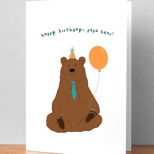 Birthday Card for Him Happy Birthday Card Dad Papa Bear Card Blank Birthday Card Animal Card for Father image 1