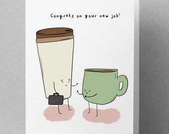 New Job Congratulations Card for New Job Card Coffee Lover Greeting Card Handmade