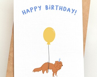 Birthday Card Dog Lover Happy Birthday Dog Balloon Card for Her Birthday Card for Him