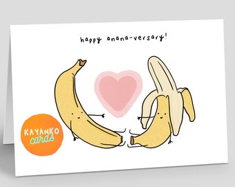 Happy Anniversary Greeting Card Anniversary Celebration Card Love Card Relationship Card Banana Fruit