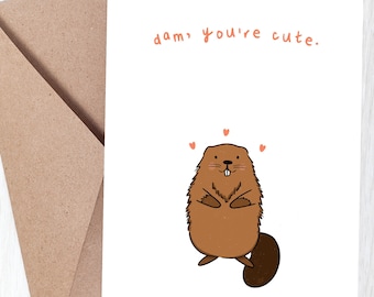 Love Card voor Vriend Kaart voor Vriendin Beaver Card voor Vriend Cute Appreciation Card