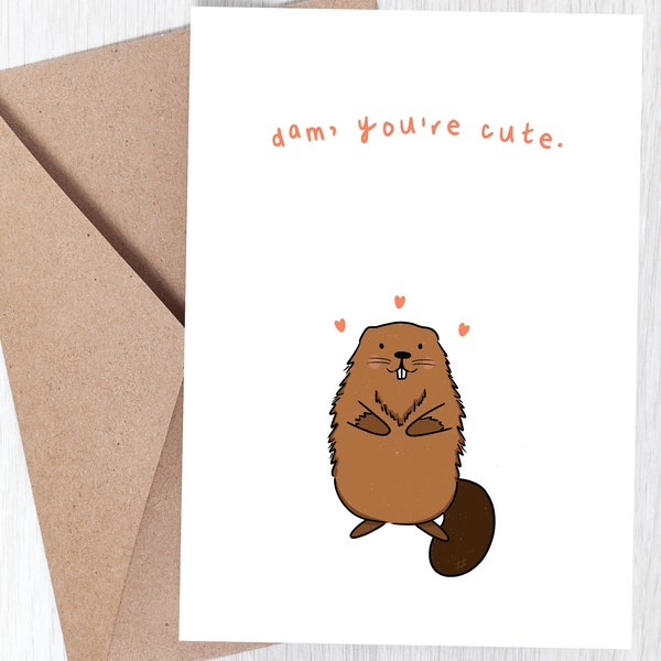 Love Card for Friend Card for Girlfriend Beaver Card for Boyfriend Cute Appreciation Card