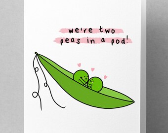 Love Card for Her Anniversary Card for Him Love Card Appreciation Card Peas in Pod Card for Girlfriend Wife Boyfriend Husband Card Handmade